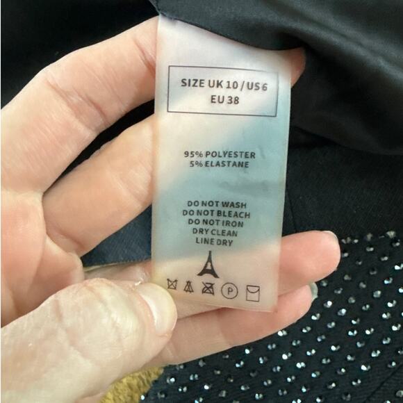 Maniere De Voir Cropped Blazer Rhinestone Size US6 Black - Picture 4 of 8